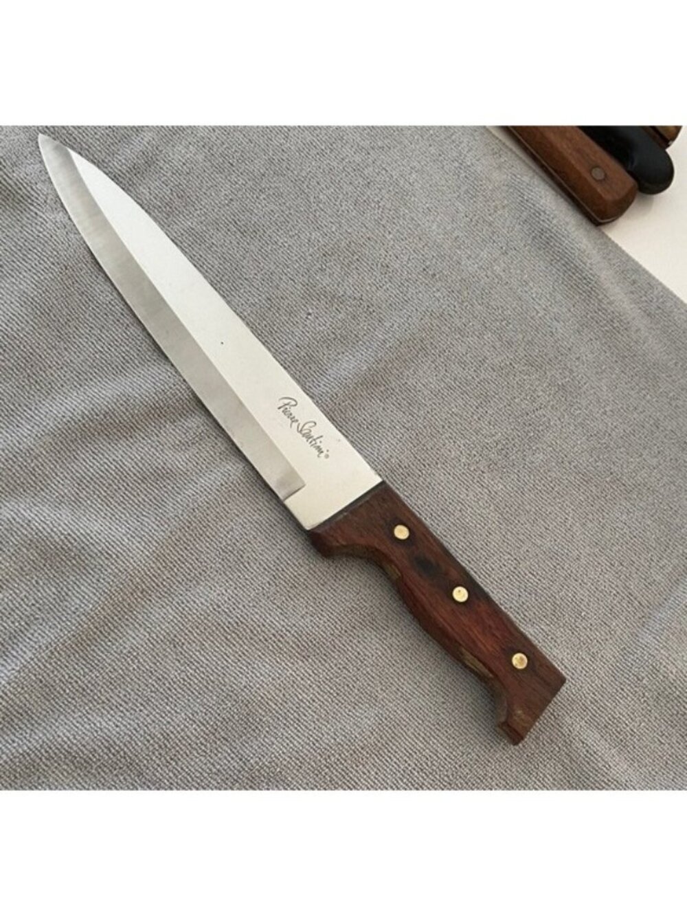**Vintage Pierre Santino 9" Chef Knife Made in Japan Stainless Steel MCM Brass R